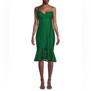 Guess - Green Floral Lace Trumpet Dress - size 16